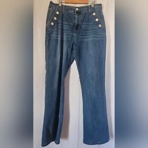 Curve Appeal Jeans Womens 14/32 Blue Flare Sailor Bohemian Boho Casual Y2K